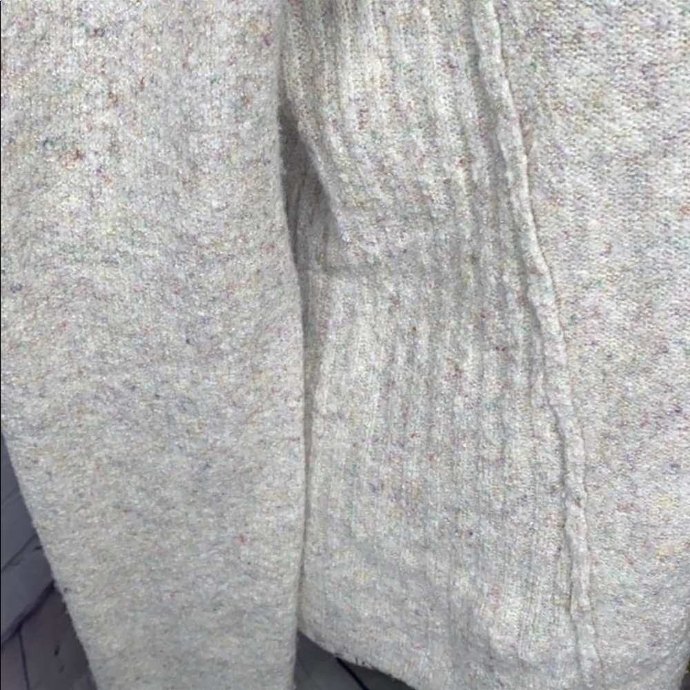 Free People Wool Linen Blend Mock Neck Cable Knit Sweater Size M - Picture 3 of 5